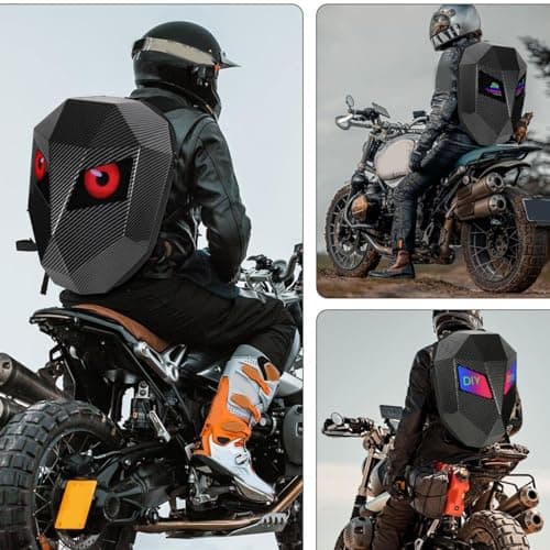 Nurnesy LED Backpack Large Capacity, Programmable Waterproof Carbon Fiber Textured Digital Backpack for Travel Motorcycle with USB Port for Power Bank, App Controlled, DOT Screen — view 5