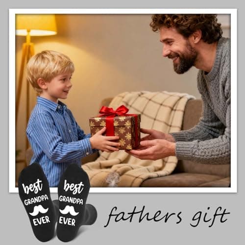 CHEERYMAGIC Father Gifts Dad Gift, Best Grandpa Ever Socks for Him, Novelty for Men Grandpa Socks Breathable Fathers Funny Cotton Crazy Sock Non-Slip Christmas Birthday Present A4HBDJW — view 5