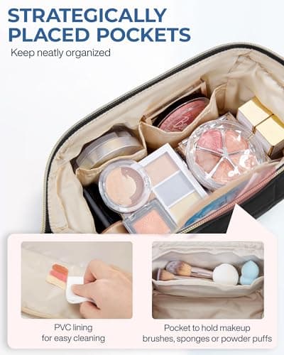 BAGSMART Small Travel Makeup Bag for Women, Wide Opening Cosmetics Bag — view 3
