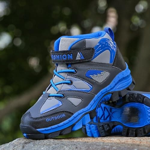 Unitysow Boys Trekking & Hiking Footwear Kids Walking Boots Waterproof Trainers Running Shoes Outdoor Camping Climbing Shoes Junior Sneakers,Blue,2 UK — view 3