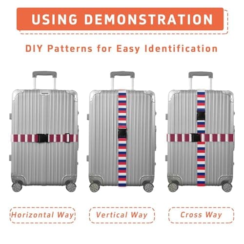 2 Pack Luggage Strap National Flag of Qatar Flag of Réunion Portable Adjustable Bag Packing Strap for Women Men Travel School Business Trips — view 4