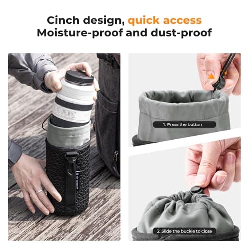 K&F CONCEPT Camera Lens Case, Drawstring Lense Pouch for DSLR SLR, 4 Pack — view 4
