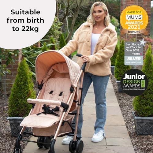 My Babiie MB51 Stroller – from Birth to 4 Years (22kg), Lightweight, Umbrella Fold, Travel Buggy for Toddlers, Pushchair Includes Footmuff, Cup Holder, Rain Cover - Blush Pink — view 2