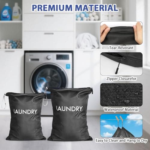 AOOTE Waterproof Travel Laundry Bag, 2 Pack Dirty Clothes Organizer with Zipper, 2 Sizes Foldable Dirty Clothes Storage Bag, Wet Bags for Travel, Swimming, Gym, Beach, Pool, Workout, Yoga, Black — view 4