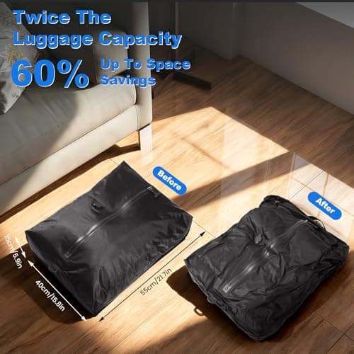 BREEZENEST 33L Vacuum Compression Bags for Travel – Reusable Space Saver Storage Bags with IP67 Waterproof Zipper, Clothing & Wardrobe Organizer for Home, Backpack & Suitcase Storage (33L BAG*2+pump) — view 5