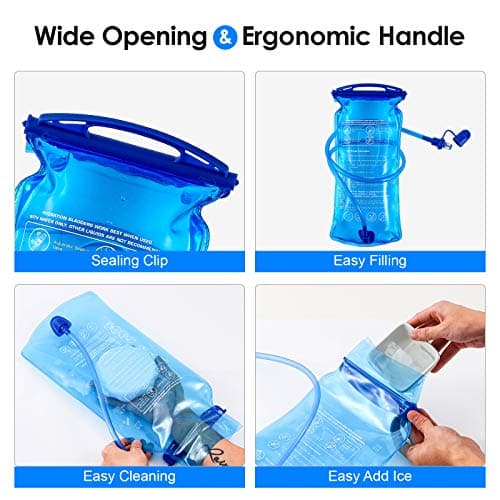 JOYHILL Hydration Bladder, 3 L 2 L 1.5 L Water Bladder BPA Free, 3 Liter Large Opening Water Reservoir, Leak Proof Military Water Storage Bladder Bag for Cycling Hiking Camping Biking Running (2L) — view 6
