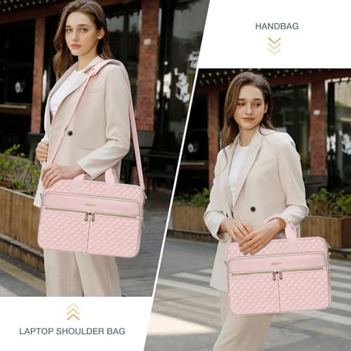 MOSISO Laptop Case Bag 16 inch, Briefcase for Women Men, Pink — view 2