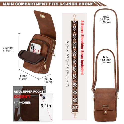 Leathario Cross Body Bag Women, Vegan Leather Phone Bag, Small Women's Cross-Body Bags, Versatile Handbags and Shoulder Bags — view 3