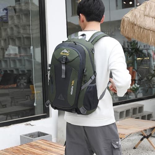Lightweight Hiking Backpack 40L Polyester Travel Trekking Backpack for Women Men Outdoor Sports Camping Climbing Skiing Cycling, Green, L — view 5