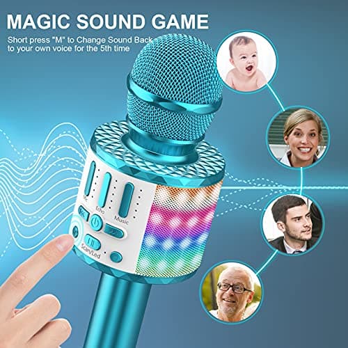 Wireless Microphone with Lights, Karaoke Bluetooth Microphone for Kids Adults, Portable Toy Karaoke Mic Speaker Machine, Home KTV Player Support Phone/Pad/TV for Party Singing, Boys Girls Best Gifts — view 4