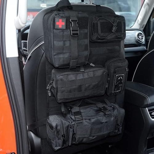 Refein Tactical Car Seat Back Organiser with 5 Detachable Storage Bag
