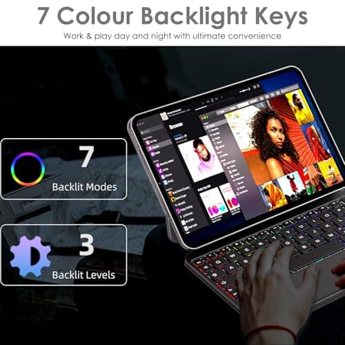 TECHGEAR Magic Keyboard Case for iPad Mini 7 (A17 Pro) & iPad Mini 6, Slim Magnetic Floating Stand, Bluetooth QWERTY, Multi-Touch Trackpad, 7-Color Backlit Keyboard for Study, Travel & Work — view 4