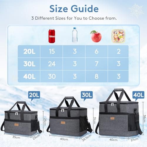 Lifewit Cooler Bag 50 Cans Collapsible and Insulated Large Lunch Bag Leakproof Soft Cooler Portable for Camping/BBQ/Family Outdoor Activities, Dark Grey — view 2