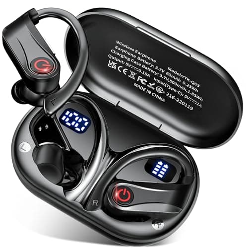 VNMN Wireless Earbuds, 2026 Bluetooth 6.1 Ear‑Hook Earphones, Sleep Earbuds, IP7 Waterproof Sports Headphones, HiFi Stereo Bass, 120H Playtime for Running Gym Exercise