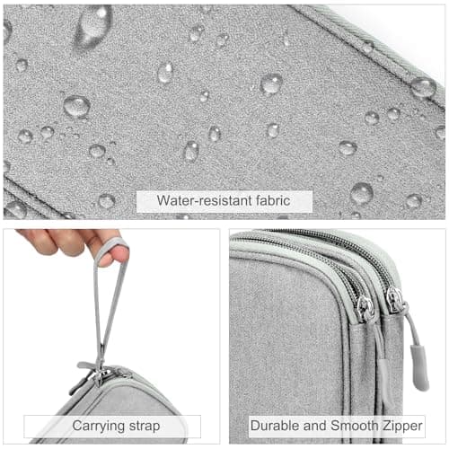 FYY Travel Cable Organiser, Electronics Accessories Bag, Waterproof Tech Storage Pouch, 2-Layer Universal Carry Case for Charger, Power Bank, USB Drive S-Grey — view 4