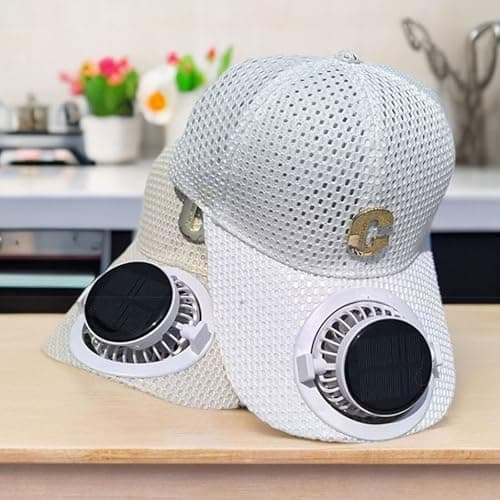 Solar Powered USB Rechargeable Cooling Hat for Travel, Black — view 2