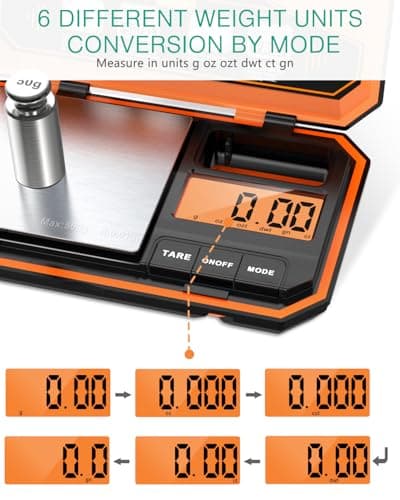 ORIA Digital Pocket Scale, 500g x 0.01g Mini Jewellery Scale, Orange — view 3