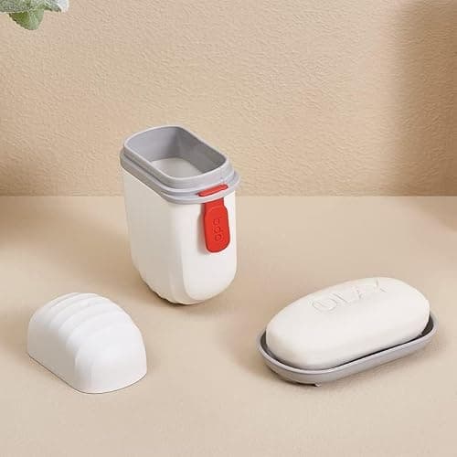 Travel Soap Case Soap Box with Lid Portable Waterproof and Leakproof Shower Including Convenient Handle, Soap Dish for Travel, Bathroom, Camp, Outdoor(White) — view 5