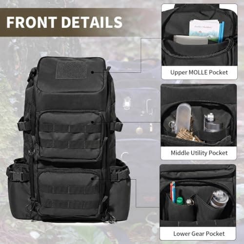 kokkoya Hiking Backpacks for Men 40L Tactical Backpack for Camping Hunting — view 4