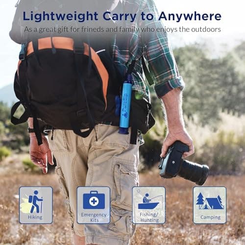Portable Water Filter Straw Kit with Accessories, Emergency Survival Gear for Camping, Hiking, Travel — view 6