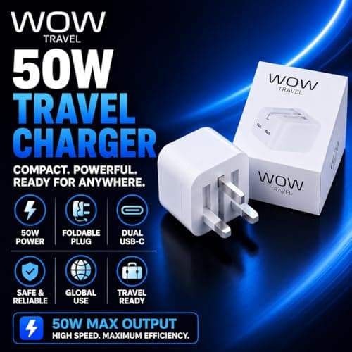 USB C Plug, 50W 2 Port Dual USB-C Fast Charger Plug UK Compatible with iPhone 17 air/16/15/15 Pro/15 Pro Max/14/14 Pro/13/13 Pro/12/12 Pro/11/ipad,Type C Plug Fast Charging for Watch Dual Port USBC — view 4