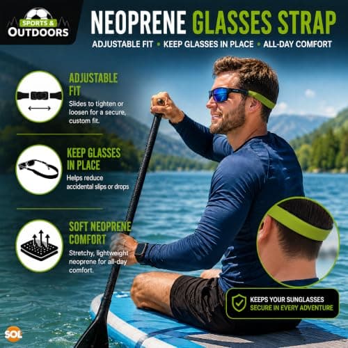 SOL 6pk Sports Glasses Straps For Men - Neoprene Glasses Lanyard for Men — view 3
