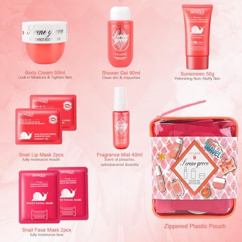 Gifts for Women Body Skincare Gift Set 8PCS | Face Mask,Lip Mask,Shower Gel 90ml,Body Cream 50ml,Body Scented Sun Cream 50g| Travel Size Women Gift Set for Girl Friend Mothers Day Birthday Valentines — view 2