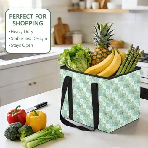Grckit Car Trunk Organizer Mint Green Bows Heavy Duty Collapsible Storage Tote Bag with Reinforced Handles for Shopping Travel Picnic — view 5