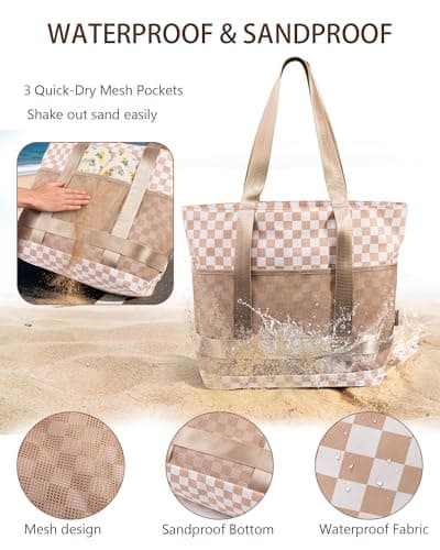 Large Beach Tote Pool Swim Bag for Women Sandproof with Wet Compartment — view 4
