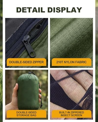 Zumhigh Camping Hammock 290x140CM with Mosquito Net, Ultra Lightweight Durable 210T Parachute Nylon Travel with Tree Straps Easy to Setup Hammock Camping for Outdoor — view 3