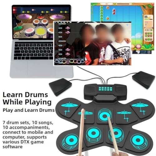 Silicone Electric Drum Kit with Dual Built-in Speakers — view 4