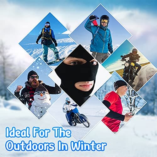 BBTO 1 Pcs 3 Hole Knitted Balaclava, Thermal Winter, Black — view 6