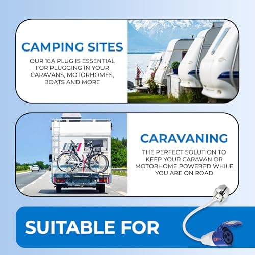 Double Dragon EU 230V Caravan Mains Hook-Up Converter – 16A Schuko 2-Pin Plug to 16A CEE 3-Pin Socket Adapter | IP44 Splashproof | 42cm Hi-Vis Fly Lead | for Campervan, Motorhome, RV, Boat Hook-Ups — view 6