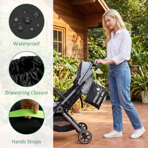 YooGoal Stroller Bag for Airplane 60x40x105cm, Pushchair Travel Bag Large Capacity Pram Cover for Gate Check Waterproof Buggy Accessories Suitable for Most Pushchairs — view 4