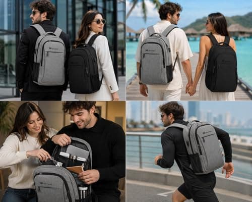 NEXURGE Laptop Backpack 15.6 Inch, Water-Resistant Business Travel Backpack with USB Charging Port, Anti-Theft Rucksack with Luggage Strap, Cabin Work & College Backpack for Men & Women (Black) — view 4