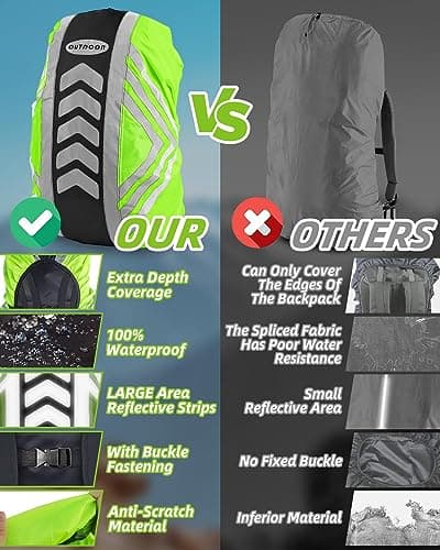 Waterproof Backpack Cover, Large Reflective Backpack Waterproof, Rucksack Cover Waterproof with 2 Buckle Strap, High Visibility Rain Waterproof Bag Cover for Outdoor Hiking, Father Day Gifts, M 40L — view 3