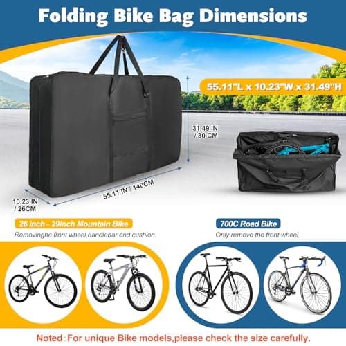 Folding Bike Travel Bag,Heavy Duty 840D Transport Bicycle Storage Carry Bag with Strong Webbing for 26-29 in Mountain 700C Road Bike MTB,Portable Folding Cycling Bags Waterproof for Airplane Shipping — view 2