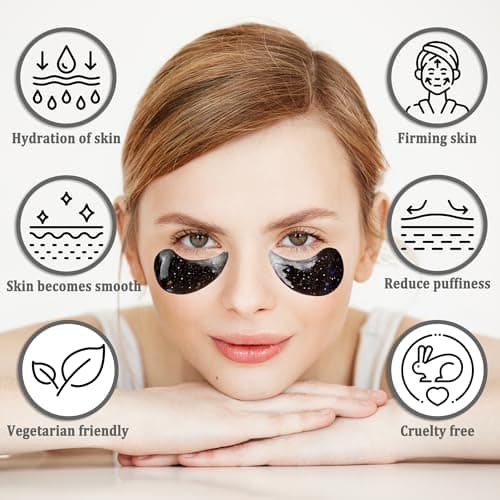 Under Eye Patches, Collagen Under Eye Mask, Dark Circles Under Eye Treatment, Puffy Eyes Bags Under Eyes Removal, Anti-Aging, Reduce Wrinkle, Skincare, Hydrating - 30 Pairs (Bamboo Charcoal) — view 4