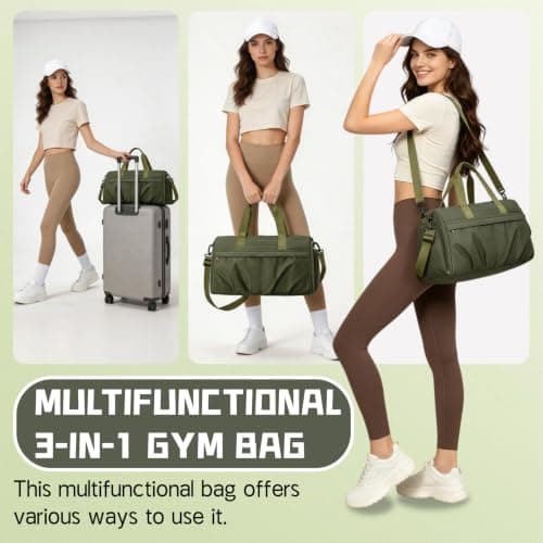 Cycayit Gym Bag with Shoe Compartment, 45 cm, Army Green — view 5