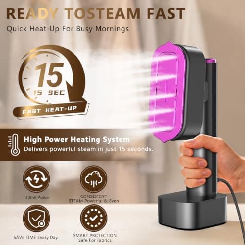 MMK Travel Steamer & 2-in-1 Portable Steamer Iron for Clothes, 190ml Tank — view 3