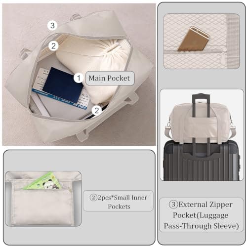 Large Packing Cubes 5 PCS, 40x30x12CM Suitcase Organiser Bags With Foldable 40x20x25 Carry On Travel Bag, Mesh Packing Cubes For Suitcases Travel Storage Set (Greige, 5 x L) — view 4