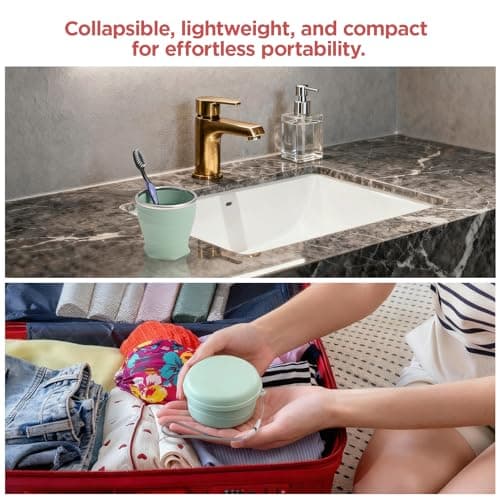 luvtree Silicone Collapsible Travel Cup with Dustproof Lid, 8.8 Oz/260ml, BPA-Free, Portable, Reusable for Camping, Picnic, Travel, Office (Light Green) — view 4