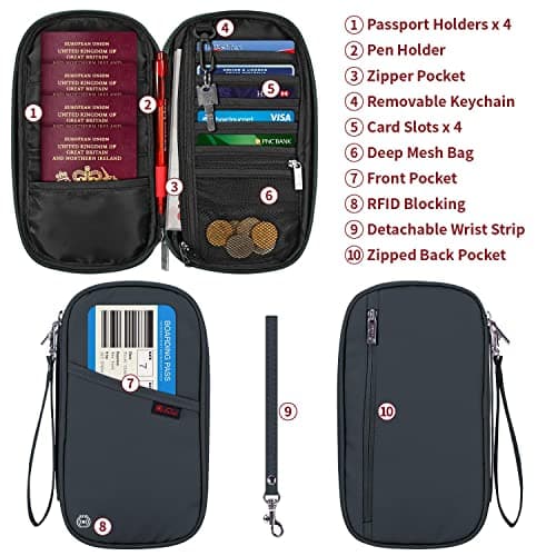 Vinsani Passport Holder Travel Wallet, RFID Blocking Document Organiser — view 5