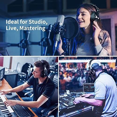 OneOdio A71 Hi-Res Studio Recording Headphones - Wired Over Ear Headphones with SharePort, Professional Monitoring & Mixing Foldable Headphones with Stereo Sound (Black) — view 5