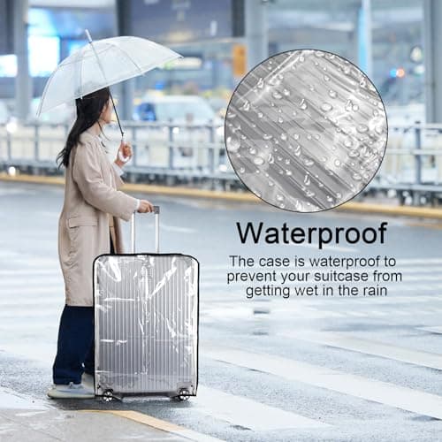 Transparent Suitcase Cover,PVC Luggage Protector Cover Waterproof Dust-Proof,Reusable 30 Inch Travel Luggage Cover with 1 Luggage Tag,Luggage Protector for Business Trip Daily Using — view 4