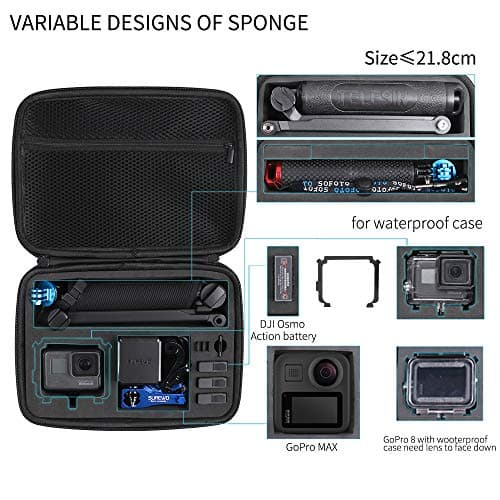 SUREWO Surface-Waterproof Carrying Case Compatible with GoPro Hero 13/12/11/10/9/8/7/(2018)/6/5 Black,Session 5/4,AKASO/Campark/YI Action Camera and More (Medium) — view 2