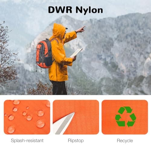 Outplea Small Hiking Backpack, 25L Lightweight Travel Rucksack Women Men, Casual Daypack for Outdoor Sports Trekking Camping, Orange — view 4