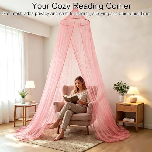 ZPSCXQ Bed Canopy for Girls, Pink Princess Mosquito Nets for Double Bed Beds mosquito net, mosquito net, single/double bed large dome canopy, easy to install in rooms, travel and home — view 4