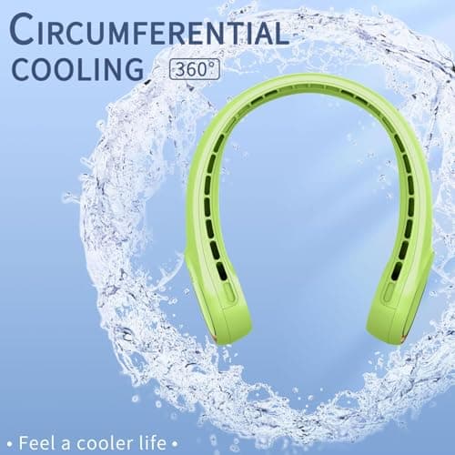 FrSara Neck Fan, Portable Personal Fan Strong Wind, 5200mAh, Air Volume,360° Cooling, No Hair Twisting, Air Volume On 2 Sides, Non-Slip, Quick Charge, Long Use Time, Gift for Dad, Women (Green) — view 2