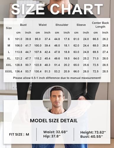 Ekouaer 3 Pack Thermal Vests for Men Long Sleeve Tops, Black/White+/Navy L — view 6